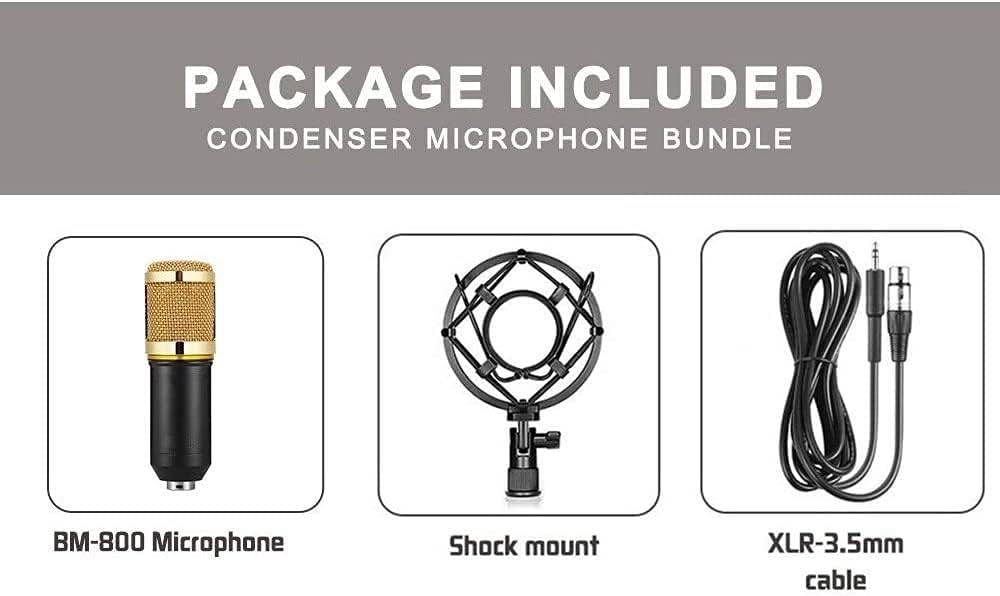 Condenser Microphone Kit:Microphone for Computer+Shock Mount+Foam Cap+Cable As Microphone for Karaoke Recording Podcast