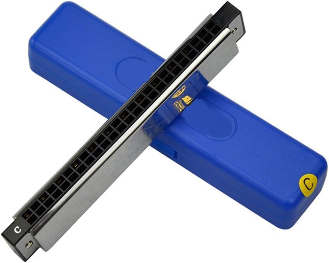 Tremolo Harmonica 24 Hole 48 Tone Mouth Organ Instrumentos Wood Wind Tremolo Key C Musical Instruments Beginner Useful (Silver)