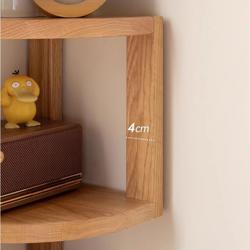 Oak Wood Corner Shelves - 4 Tier Corner Shelf Wall Mount Rustic Wooden Floating Shelves for Corner Plant Stand, Corner Bookshelf, Bedroom Living Room Bathroom Kitchen Office Apartment Decor