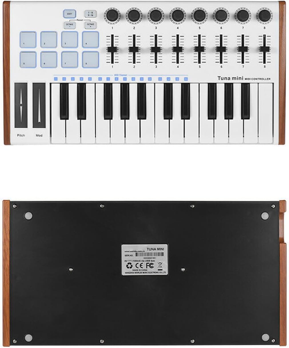 25 Key MIDI Keyboard Pad Controller, USB 2.0 Plug and Play, Win10/8/7/XP, OSX, , Compact and Portable