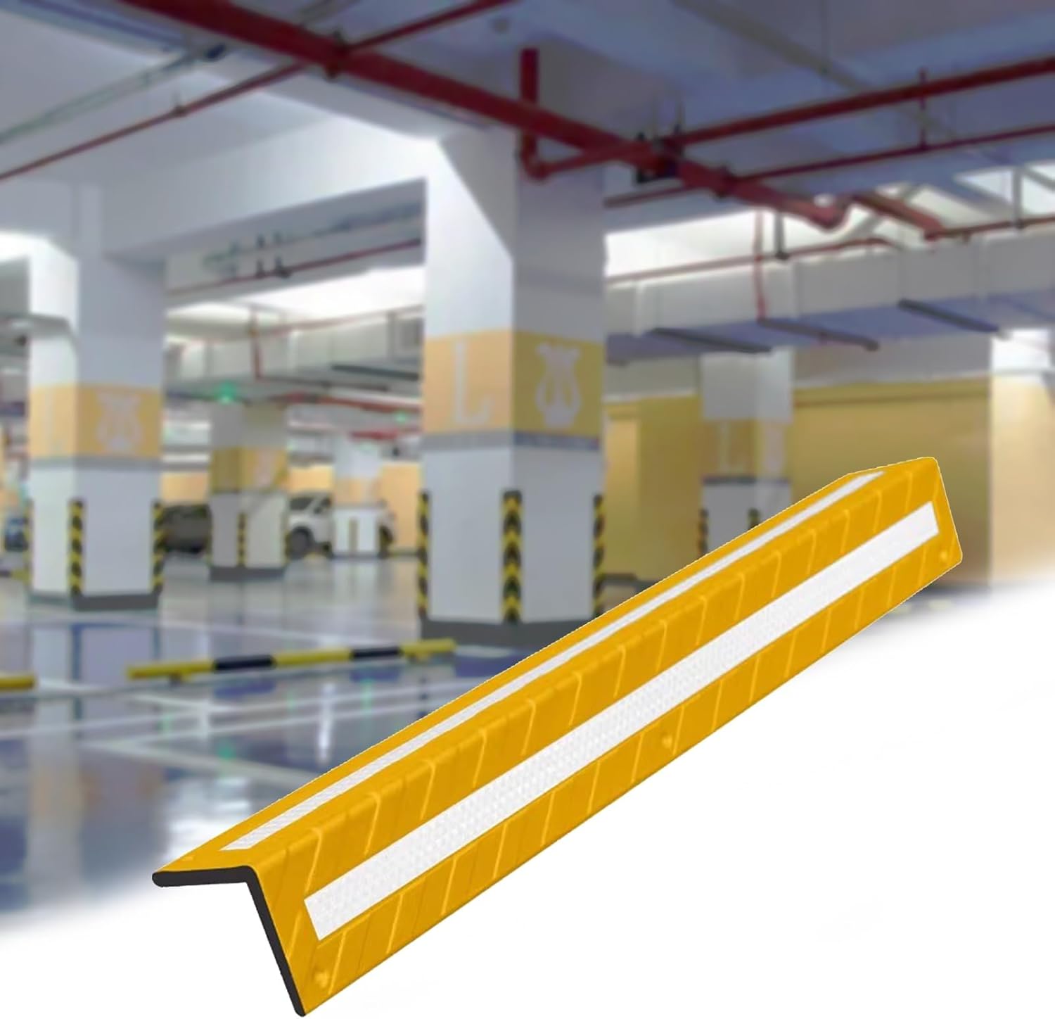 Rubber Corner Protector Car Parking Protector Wall Corner Guard for Parking Garages,Reflective Wall Corner Protector with Reflective Strips,L-Shape Parking Garages Corner Guard,Wall Corner Guards,5 C