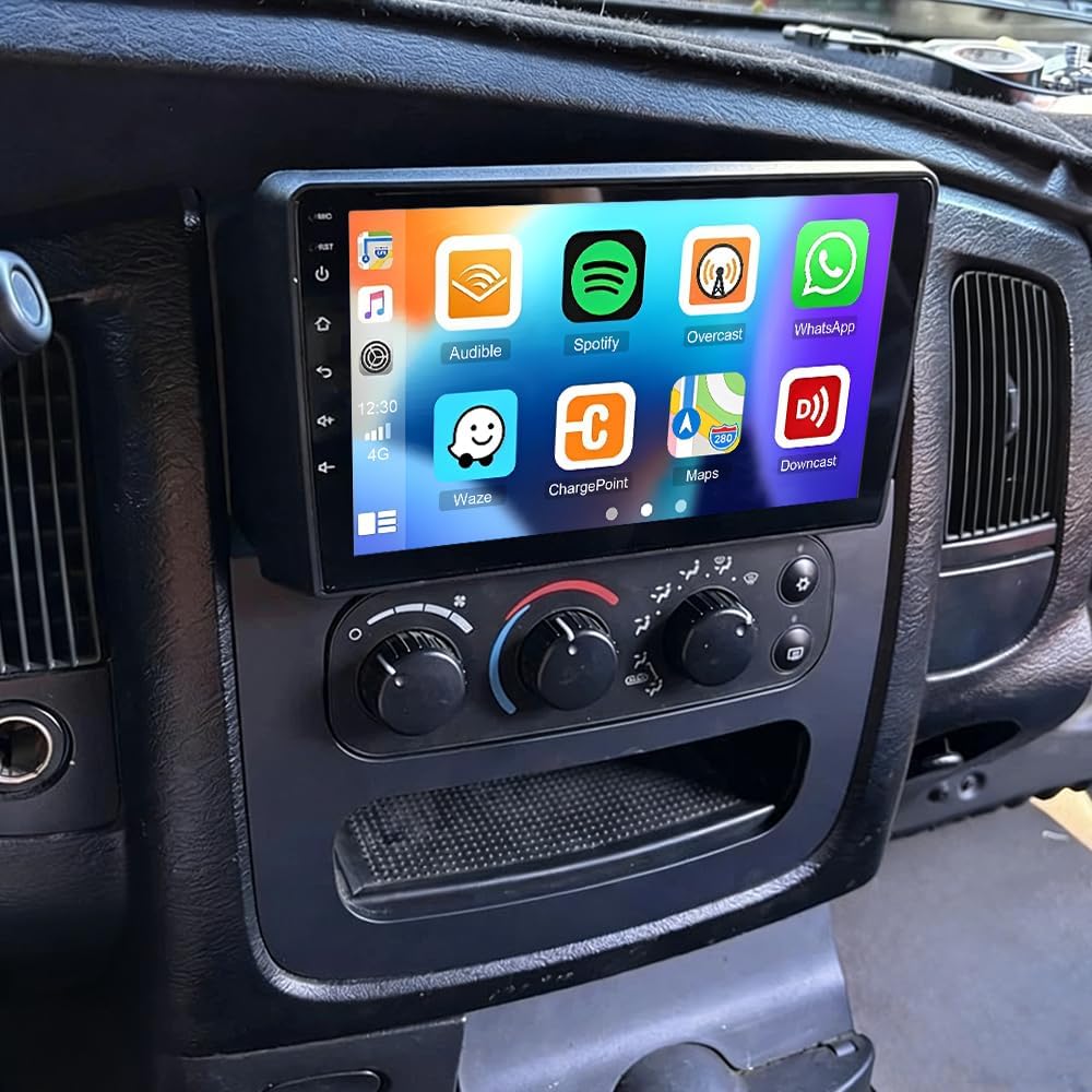 Car Stereo Radio Compatible for RAM 2003-2005 with Carplay Android Auto GPS Navigation 9in Touchscreen Car Radio Player with Bluetooth WiFi FM/RDS SWC Mirror Link Split Screen + Backup Camera