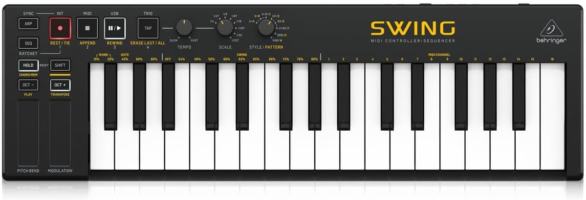 BEHRINGER SWING 32-Key USB MIDI Controller Keyboard with 64-Step Polyphonic Sequencing, Chord and Arpeggiator Modes