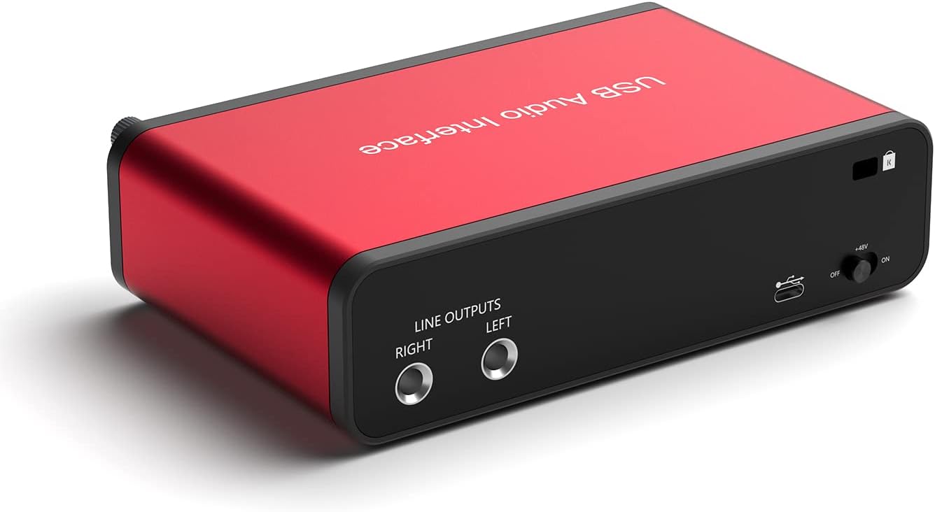 LVY USB-C Audio Interface, 24Bit/192kHz for Recording Podcasting and Streaming, 48V Phantom Power, Plug and Play Ultra-low Latency Noise-Free (No Software Included)