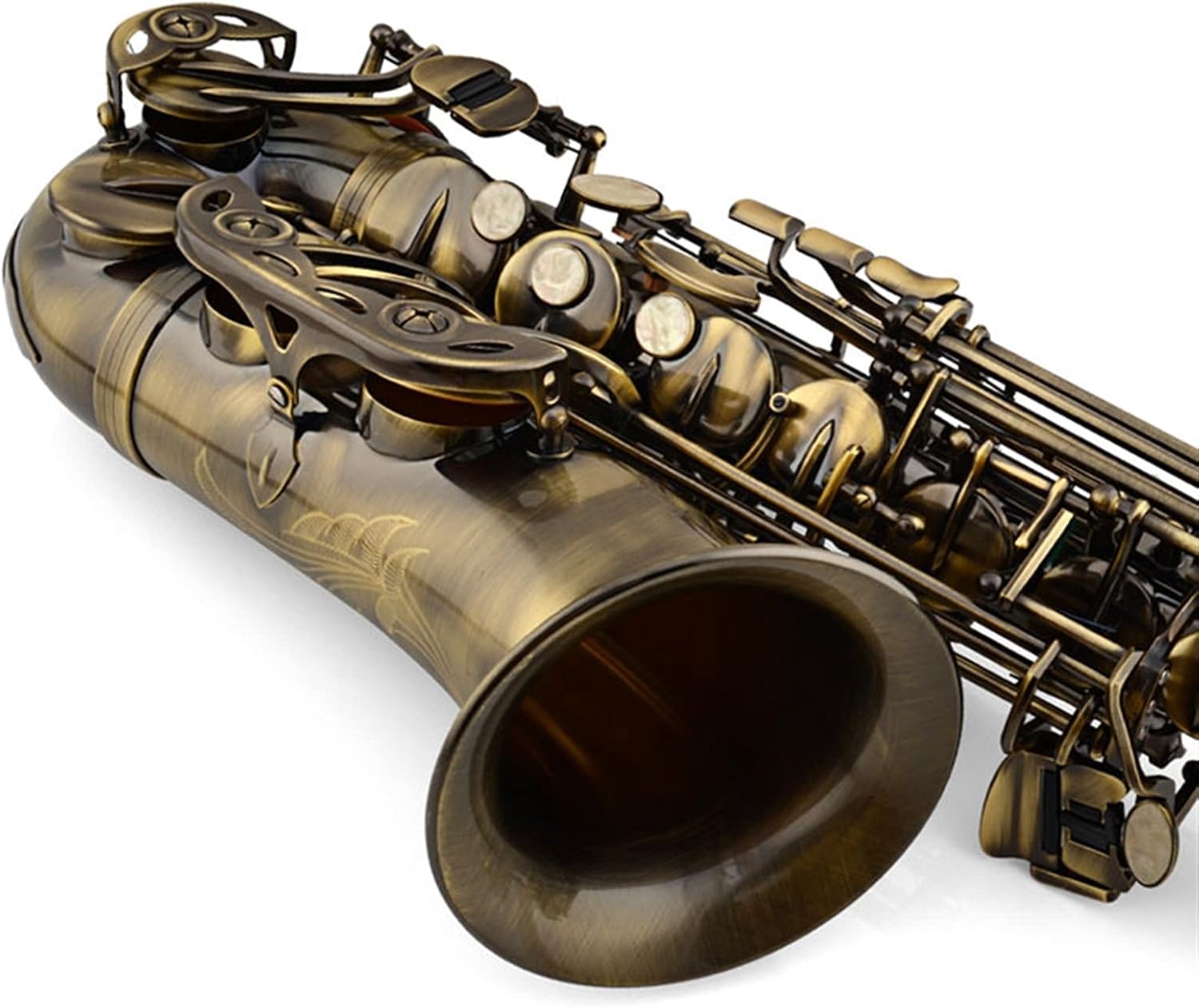 Saxophone Straight Alto Saxophone in E Flat Antique Copper Key Type Woodwind Instrument