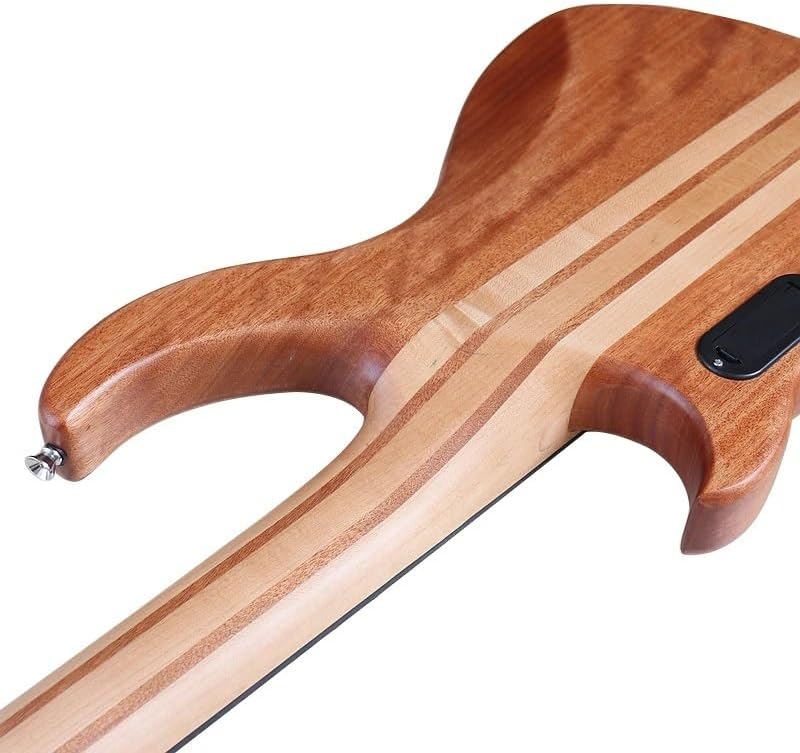 4-String Electric Bass Guitar, 43-Inch Full Size, Natural Matte Finish, Active 24-Fret Pickup System