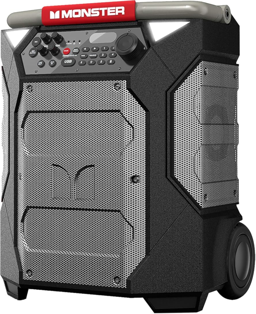 Monster Rockin’ Roller 270 Indoor/Outdoor Portable Bluetooth Speaker | up to 200W of 270 Degree Sound & up to 100 Hours of Playtime