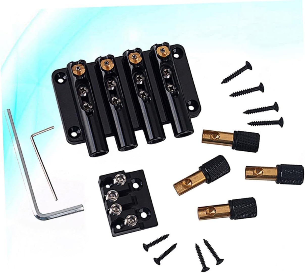 String Headless Bass Guitar Bridge with String Lock Vintage Style Design Easy Install Black