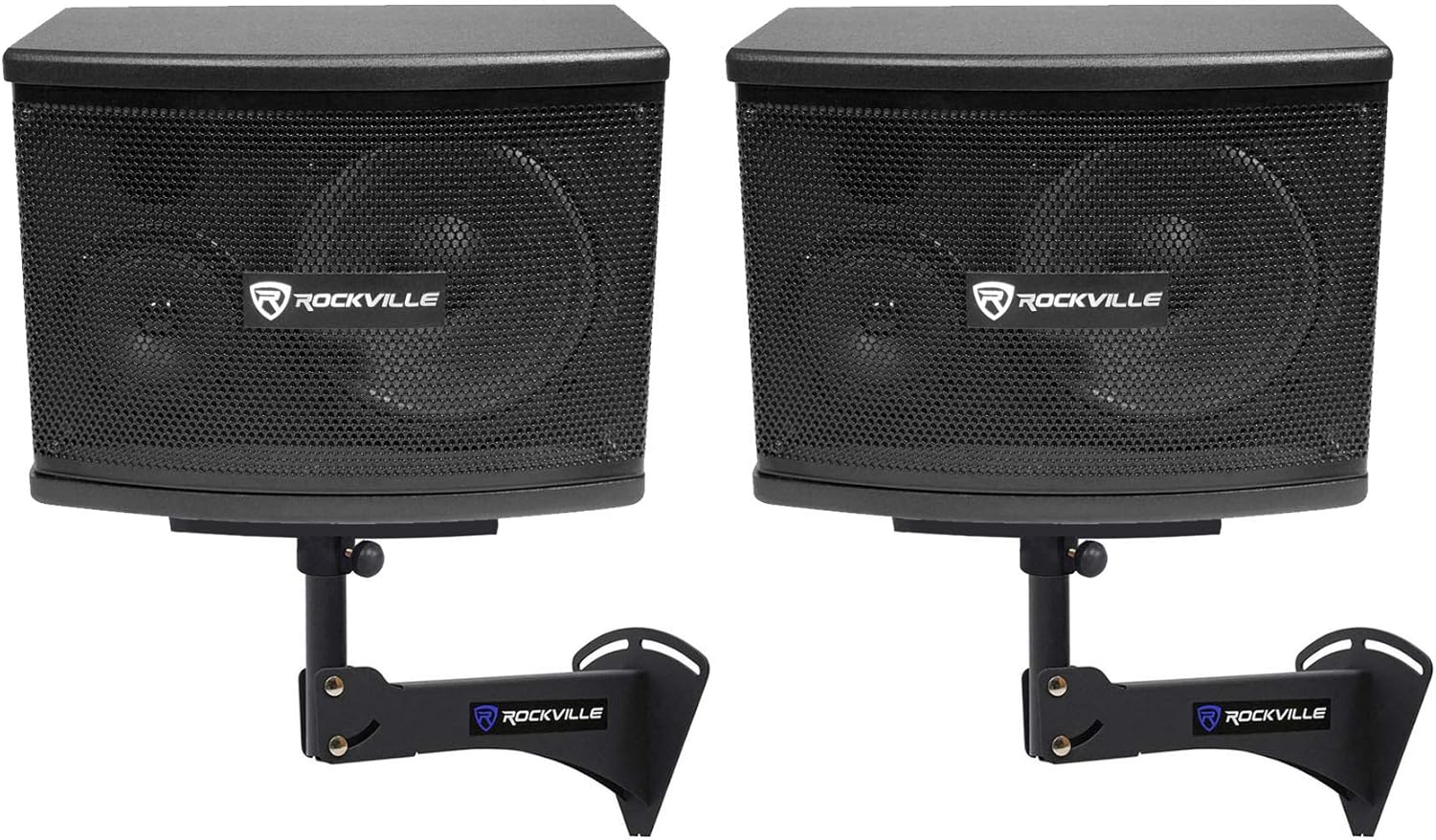 Rockville KPS65 Bundle: (2) 6.5 in 400-Watt 2-Way Karaoke Speakers with Brackets MDF, RPW20 Wall Mount Brackets, (2) RVSSA1 Universal 35mm Tripod Pole Adapters, 5-Items
