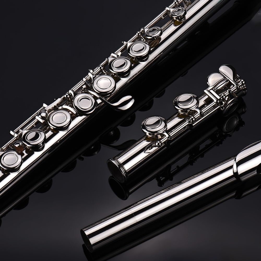 Flute Flute Silver Plated 16 Hole C Key cupronickel Woodwind Instrument with Gloves Flutes Musical Instruments