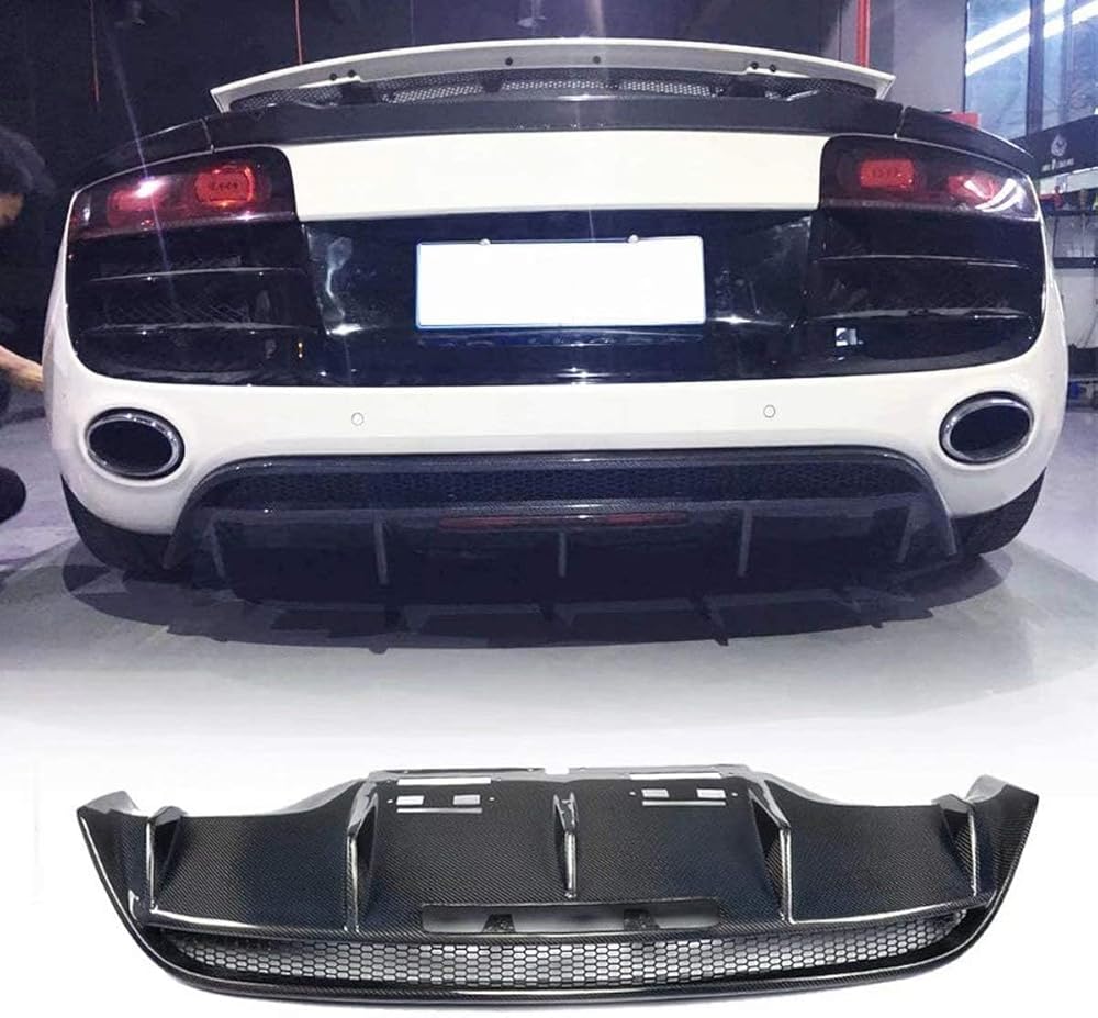 Car Rear Bumper Diffuser Lip for Audi R8 V8 V10 2008-2015, Carbon Fiber Rear Diffuser Bumper Protector Spoiler Splitters Body Kit Accessories