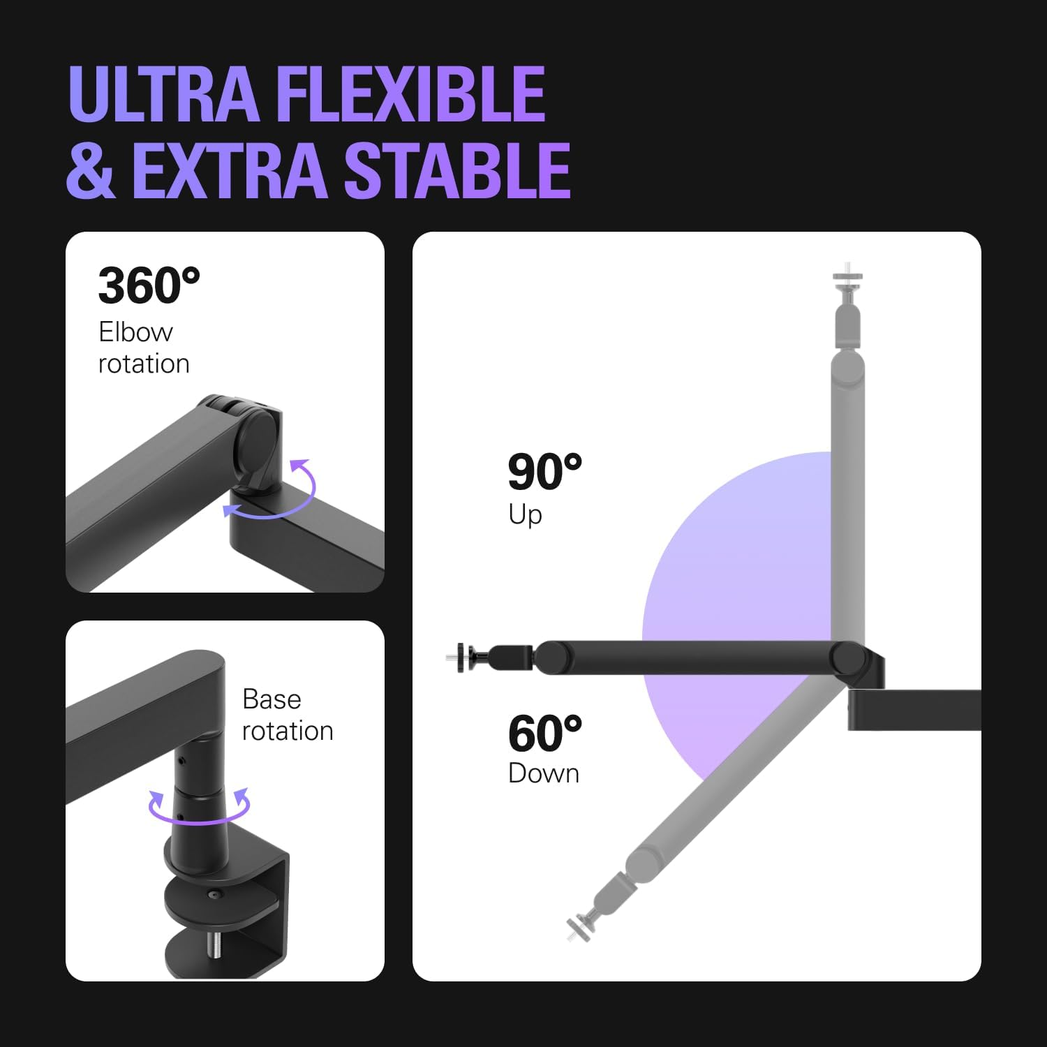 Elgato Wave Mic Arm Pro - 360° Rotatable Low Profile Gas Spring Microphone Arm, Works Mics/Shure SM7B/HyperX QuadCast/Rode/Blue Yeti & More – for Broadcasting/Podcasting/Streaming