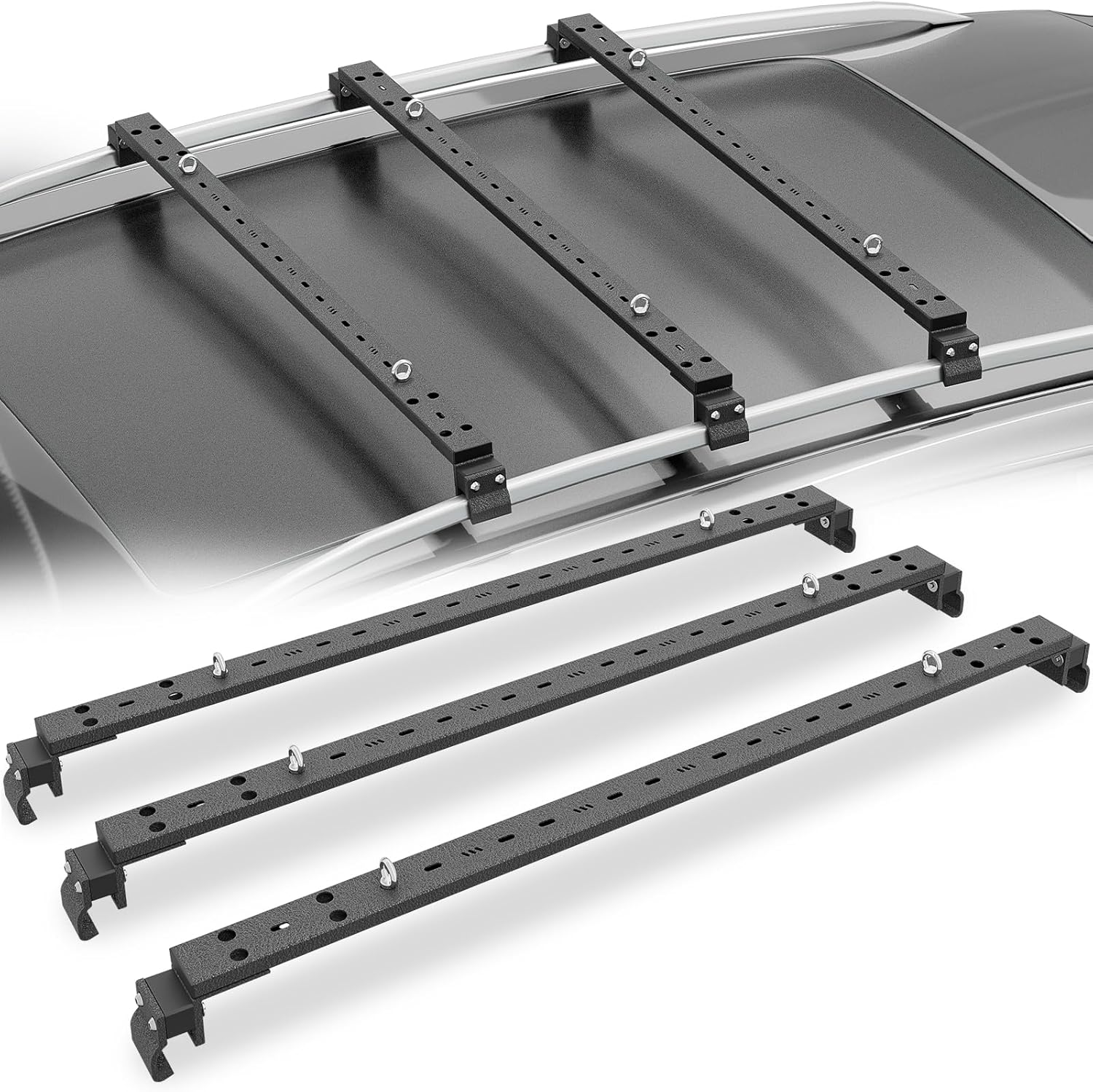 Heavy Duty 400 LBS Roof Rack Cross Bars Compatible with Flush & Raised Side Rails, Adjustable Crossbars Cargo Carrier Rooftop Luggage Fit Most SUVs Cars Vehicles