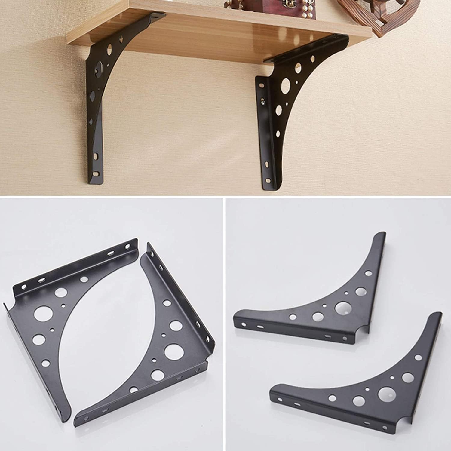 Shelf Brackets & Supports,2Pcs Shelf Bracket Right Angle Bracket Wall Mount Corner Brace Floating Heavy Duty Shelves Support,Triangle Shelving Brackets,Wall Hanging Bookshelf Bracket Frame w, 20x20cm