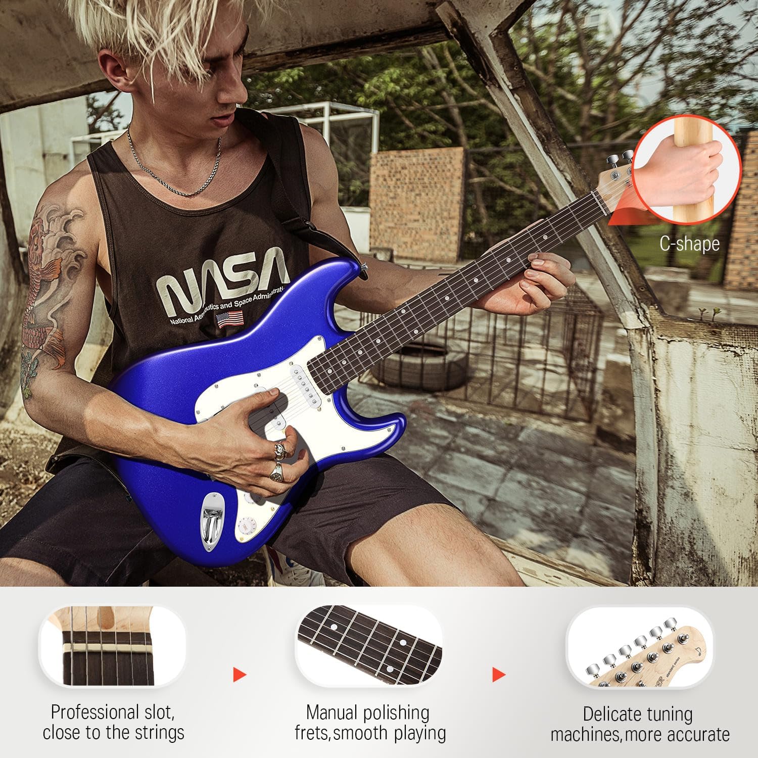 Donner 39-Inch Electric Guitar Kit-Fuzz Pedal