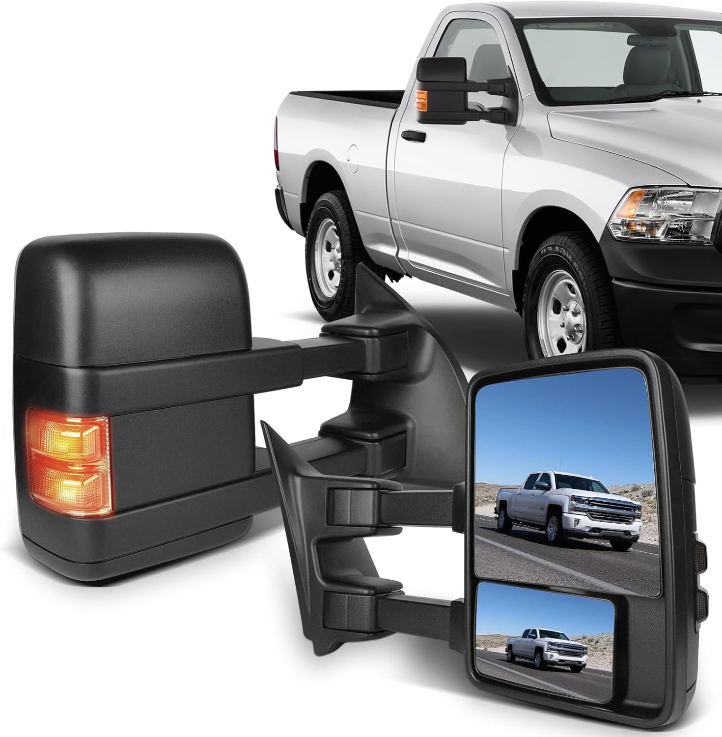 ECCPP Towing Mirrors Replacement Fit For Ford For F250 For F350 For F450 For F550 Power Heated Signal Pair Mirrors 2008 2009 2010 2011 2012 2013 2014 2015 2016
