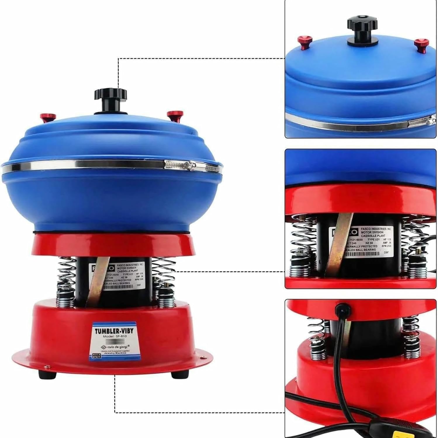 Vibrating Polishing Drum, Rock Polisher, Gemstone Polishing Machine for Metal Parts Jade and Auto Parts