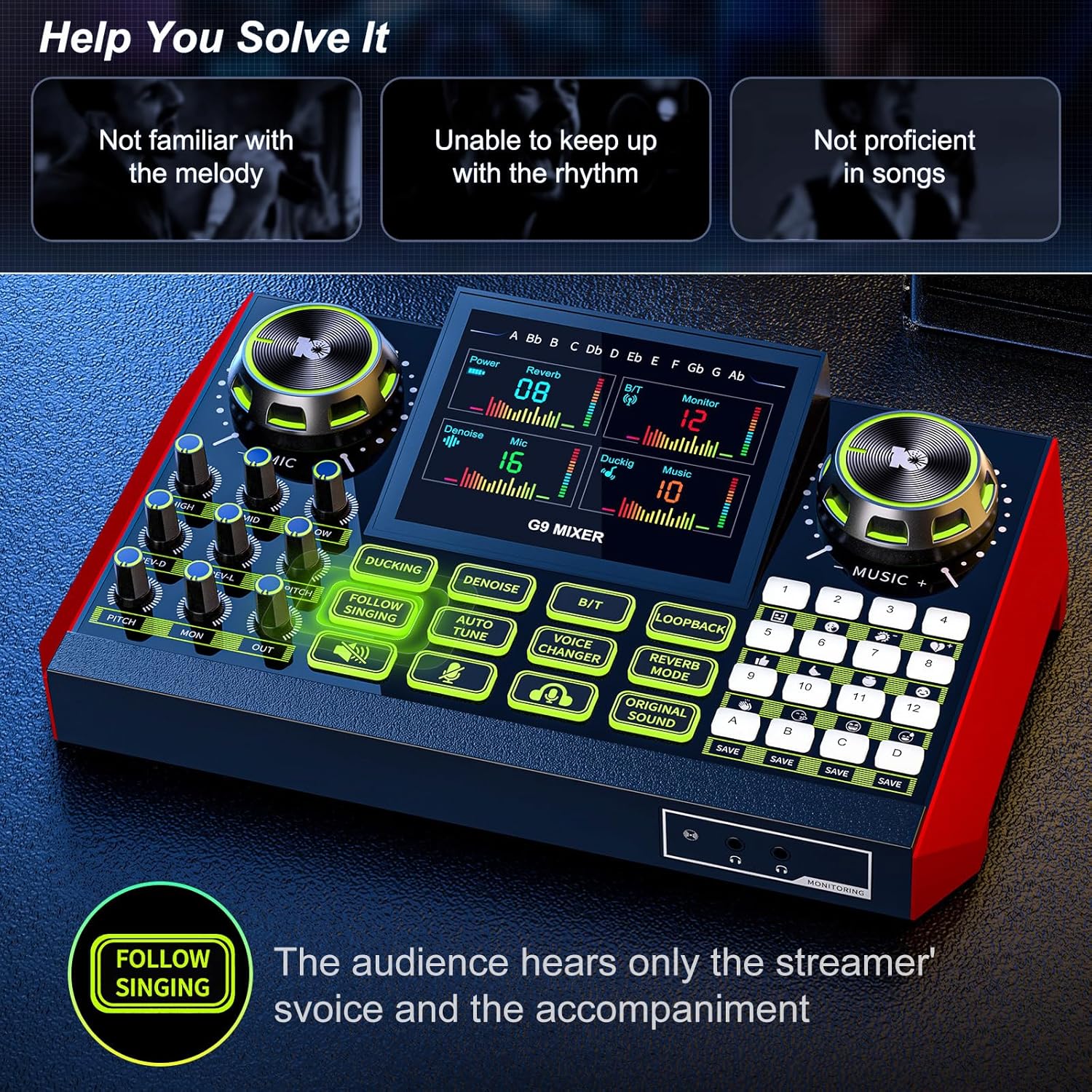 Podcast equipment bundle with live sound card audio mixer, podcast equipment with 3.5mm microphone, soundboard for phone, computer, live streaming, singing, recording, and content creation.