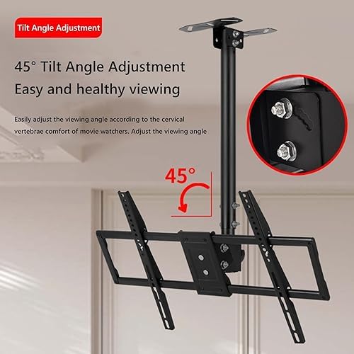 Monitor Mount, TV Wall Mount, Height Adjustable TV Ceiling Mount, Full Motion TV Ceiling Mount, for 45-80 Inch TV Pan and Tilt Mount, Metal Expansion Screw Mount (