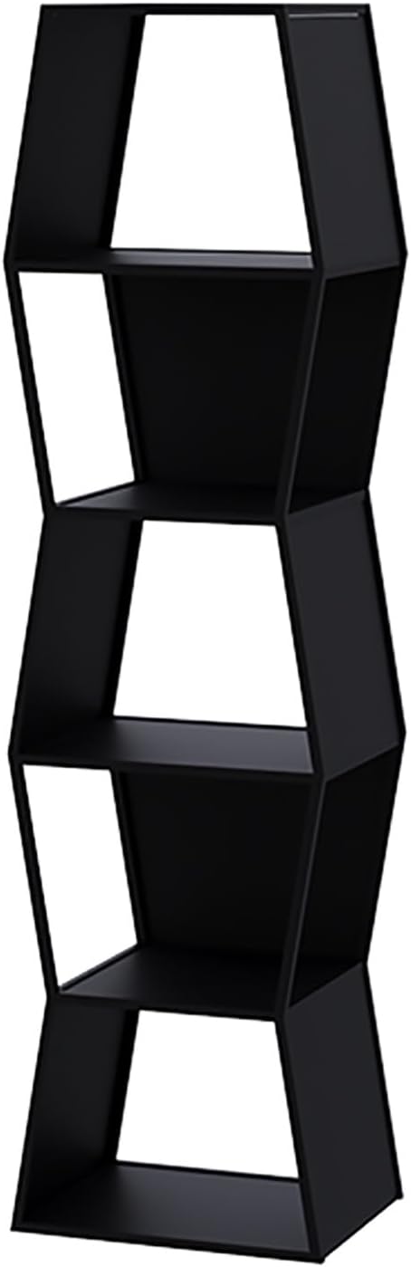 Vertical Bookshelf, 3/4/5-Tier Bookcase, Narrow Spine Book Shelf for Small Space, Corner Standing Shelf for Living Room, Office, Study, Entryway(Black,150cm/59in)