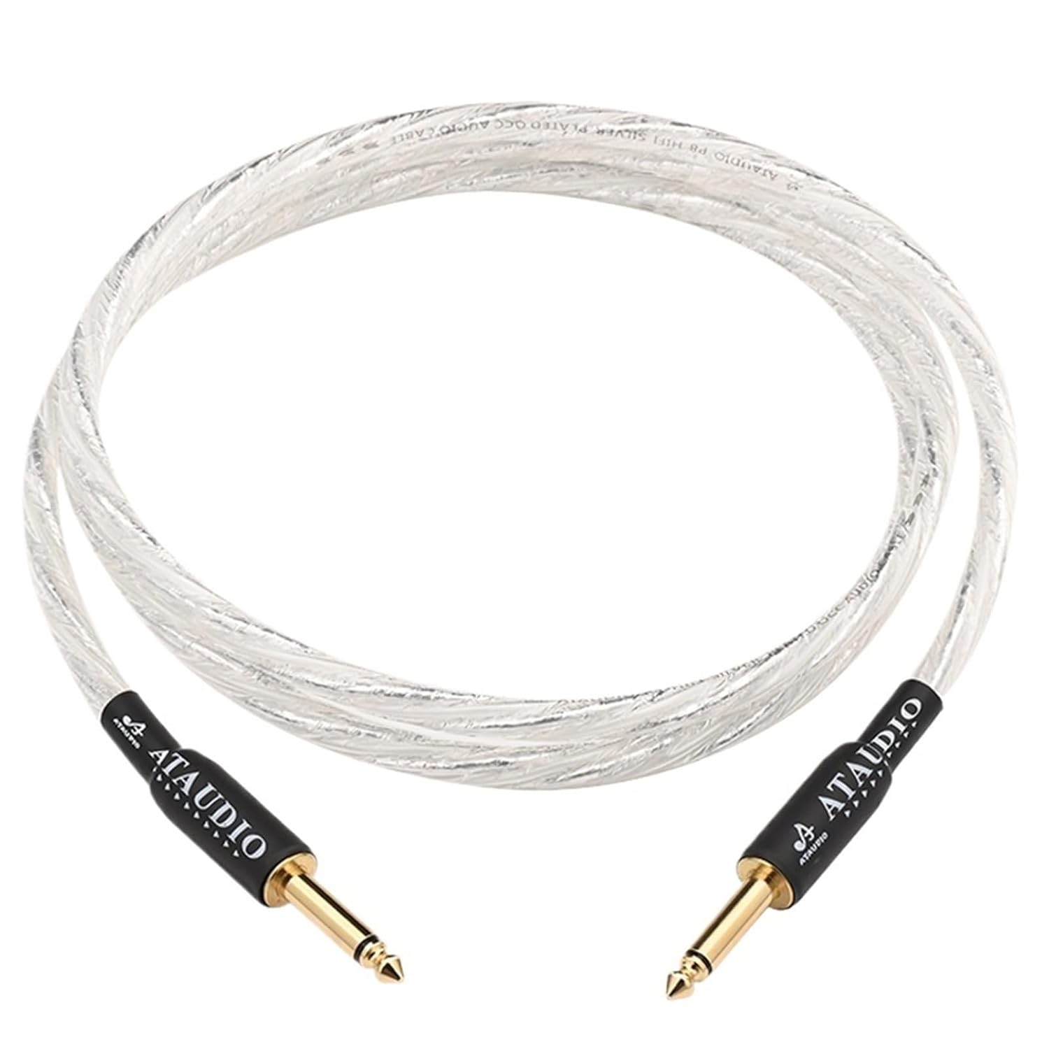 HiFi Aux Guitar Cable Mono 6.5 Audio Cable 6N OCC Silver Plated Core Dual Shield 6.35 TS Electronic Instruments Cable(0.75m)