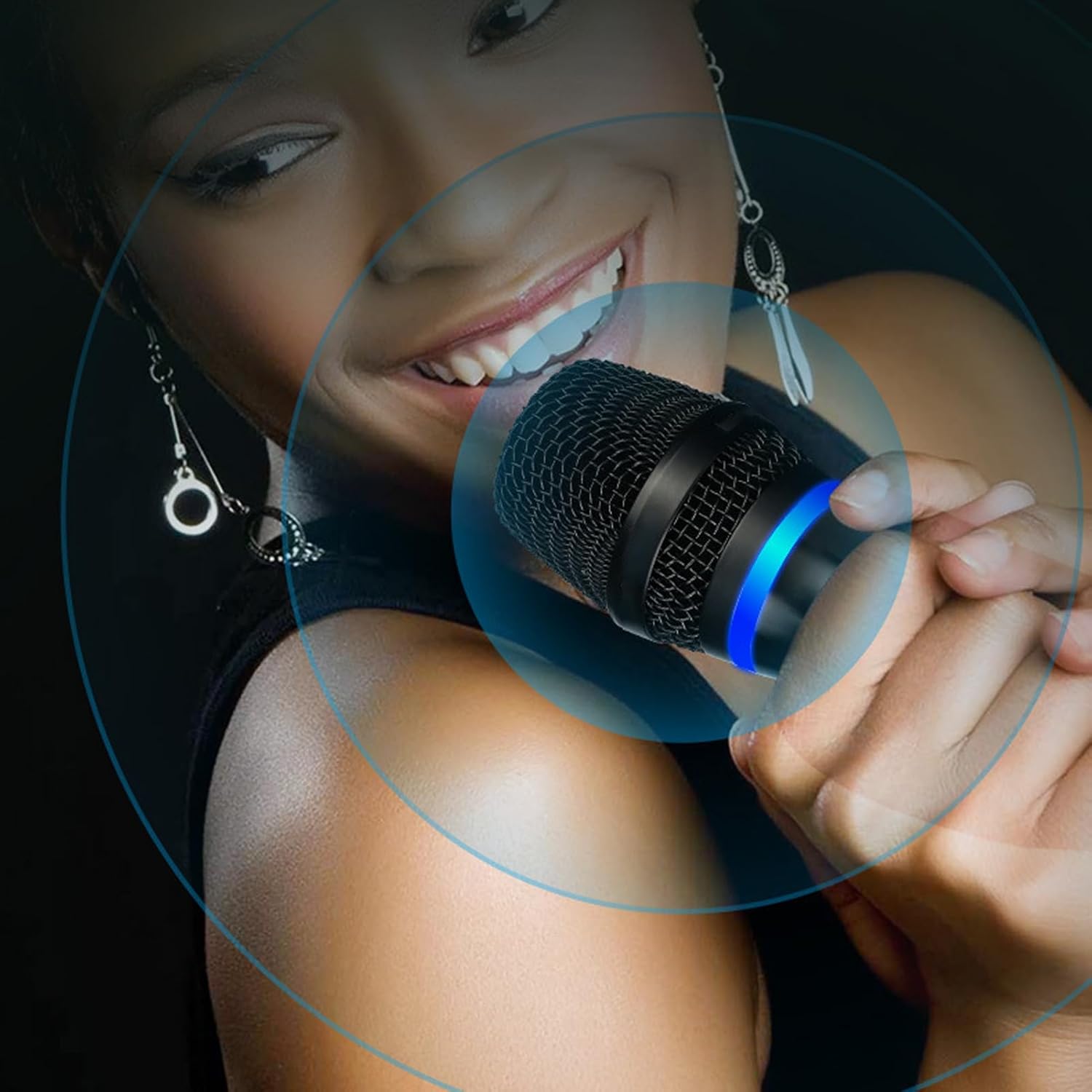 Bnineteenteam Dual Microphone with DSP Handheld Cordless Mic, Rechargeable Receiver Ideal for Home Karaoke