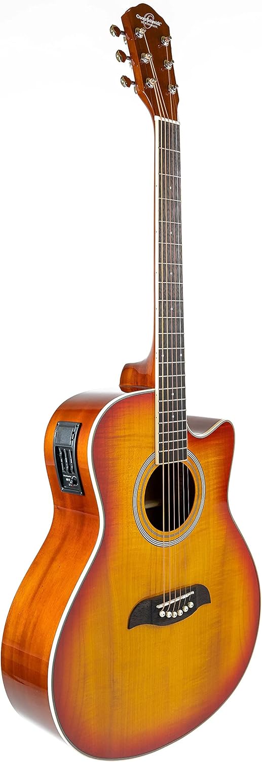 Oscar Schmidt OA10CE Mini Auditorium Acoustic-Electric Cutaway Guitar - Spalted Maple