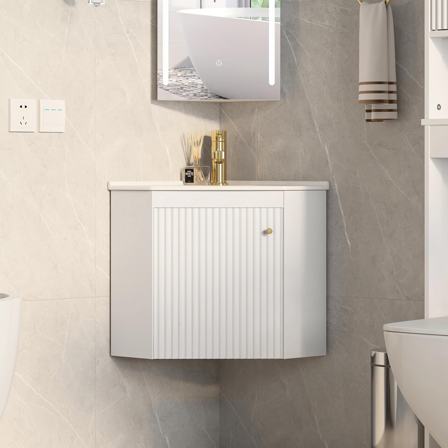 Corner Bathroom Vanity Sink Cabinet 24