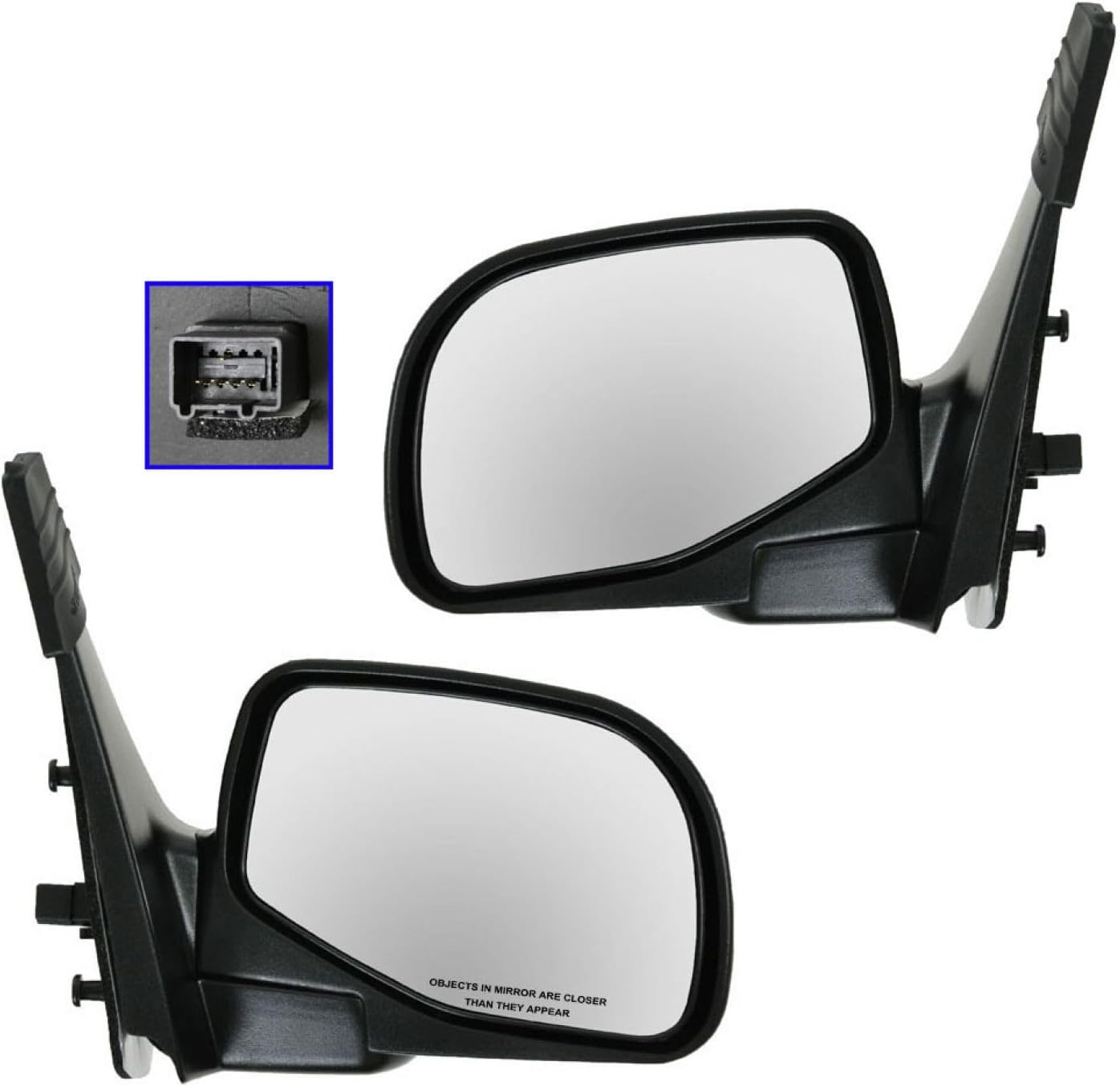 TRQ 2 Piece Driver and Passenger Side Mirror Assembly Set Electric Adjustment Non-Heated No Memory Black Compatible with 2002-2005 Ford Explorer Mercury Mountaineer FO1320211 FO1321211