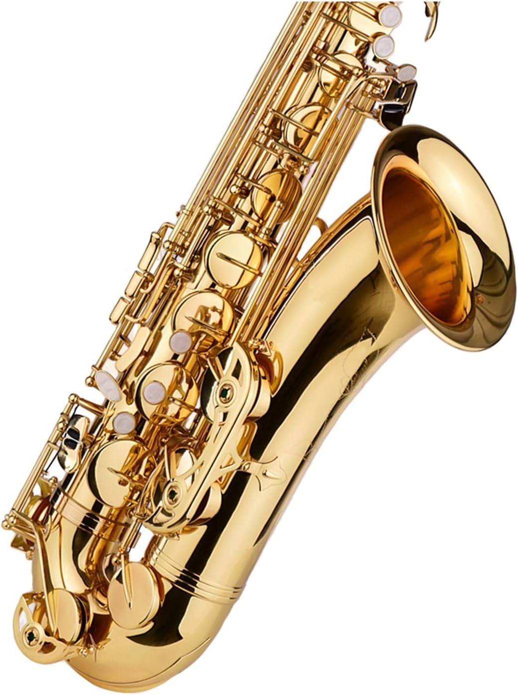 Bb Tenor Saxophone Brass Body Gold Lacquered Surface Woodwind Instrument