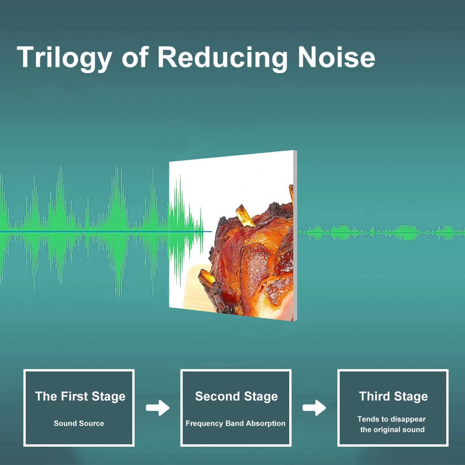 Art Acoustic Panels Self Adhesive Roast pork gammon joint 9Packs Decorative Soundproof Wall Panels Large Sound Absorbing Panels for Home Office 60