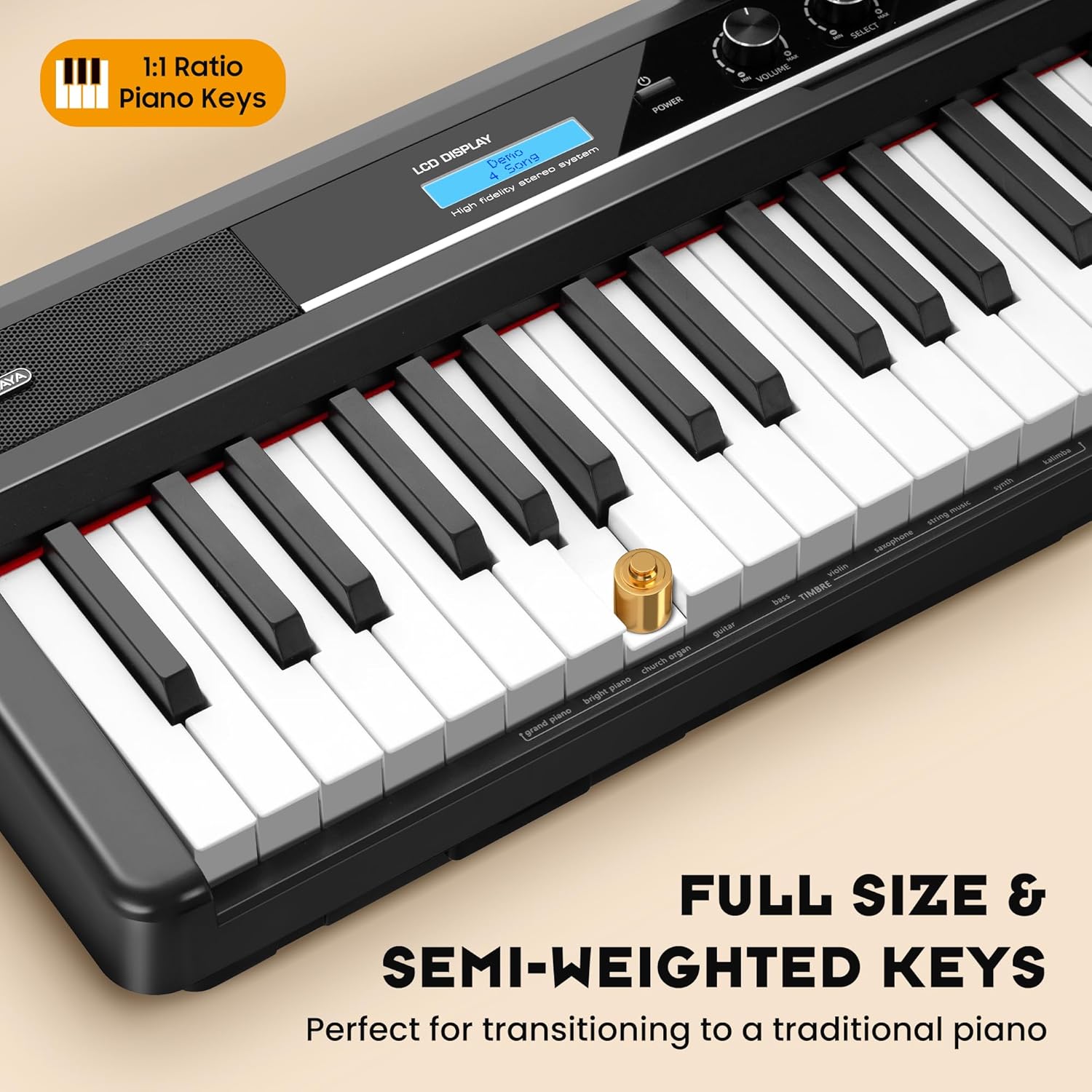 CAHAYA 88-Key Digital Piano Keyboard - Semi Weighted Electric Piano for Beginners with Double X-shaped Stand 3 Pedals and a Sheet Music Holder
