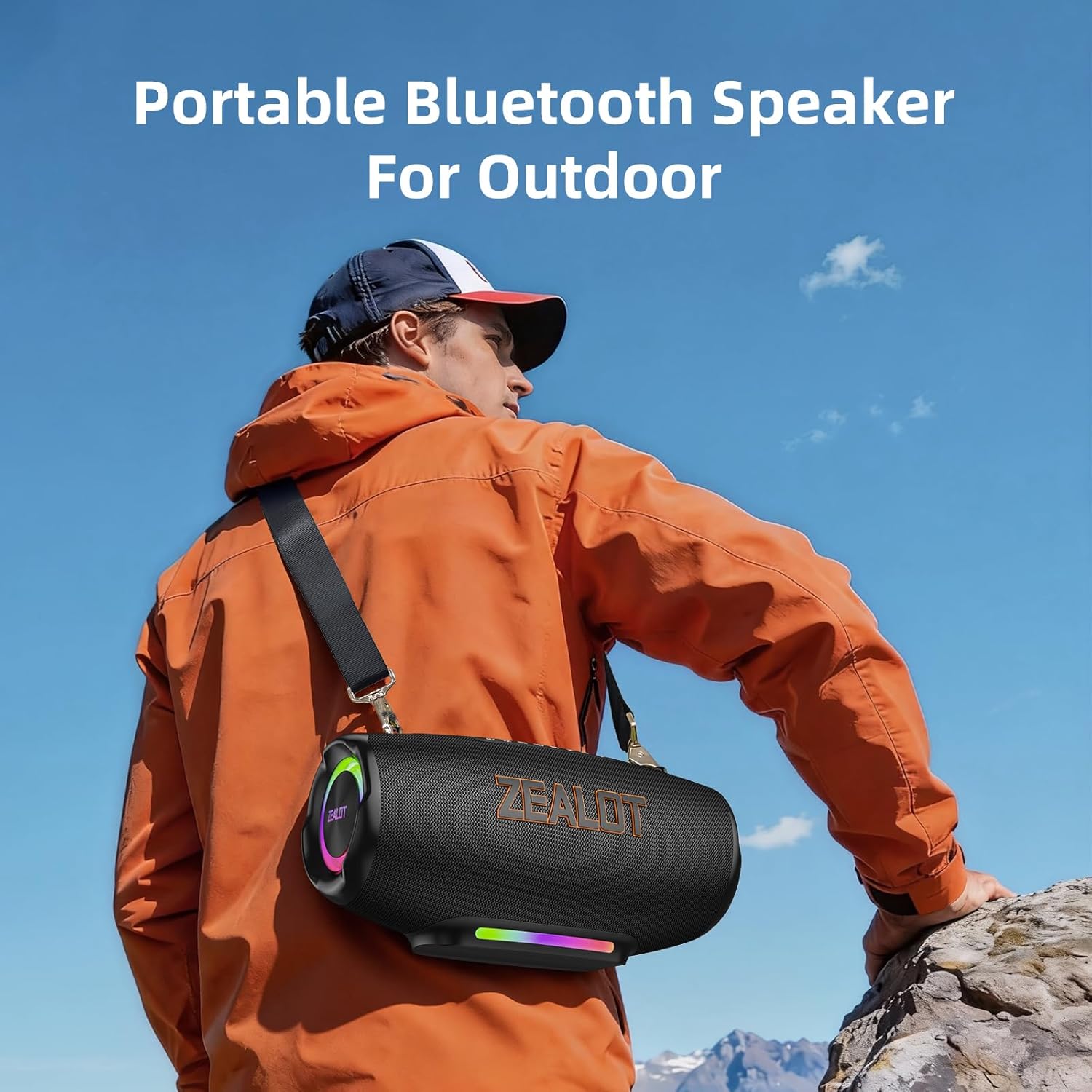 ZEALOT Bluetooth Speaker, 120W MAX Loud Portable Outdoor Speaker Bluetooth with Bidirectional Fast Charging/LED Lights/IPX6 Waterproof/Power Indicator/EQ/TF/AUX