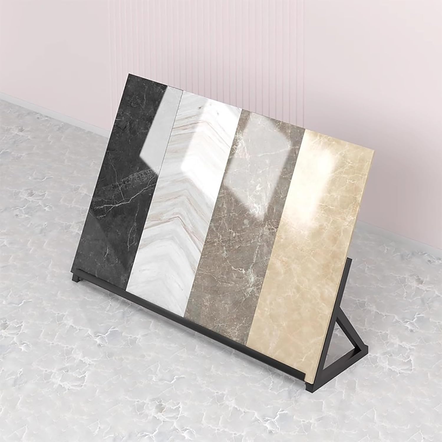 Wooden Floor Sample Display Rack,Floor Tile Display Rack, Metal Ceramic Tiles Floor Porcelain Display Shelf, Suitable for Shopping Malls, Supermarkets, Exhibitions ( Color : White , Size : 120x30x40cm