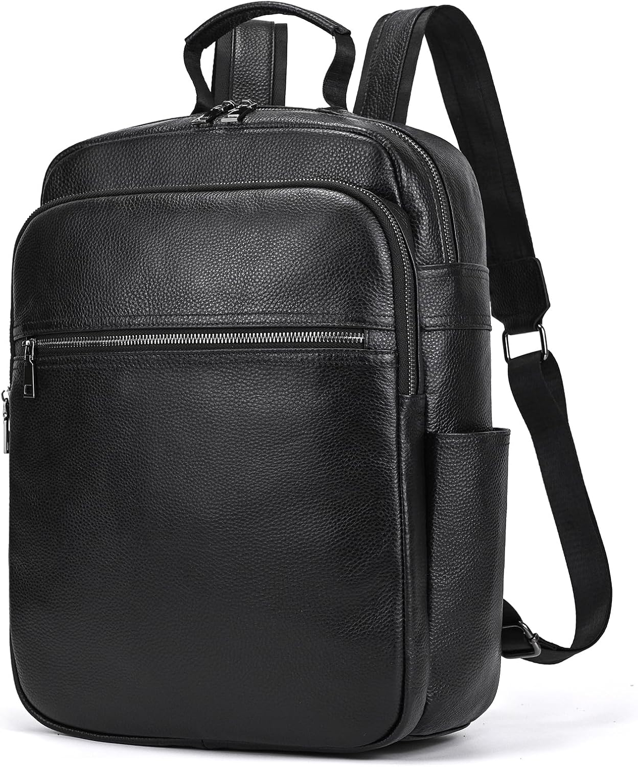 Genuine Leather 15.6 Inch Laptop Backpack for Men Women, Business Travel Bag Hiking Rucksack Backpack Daypack, 8017 Black