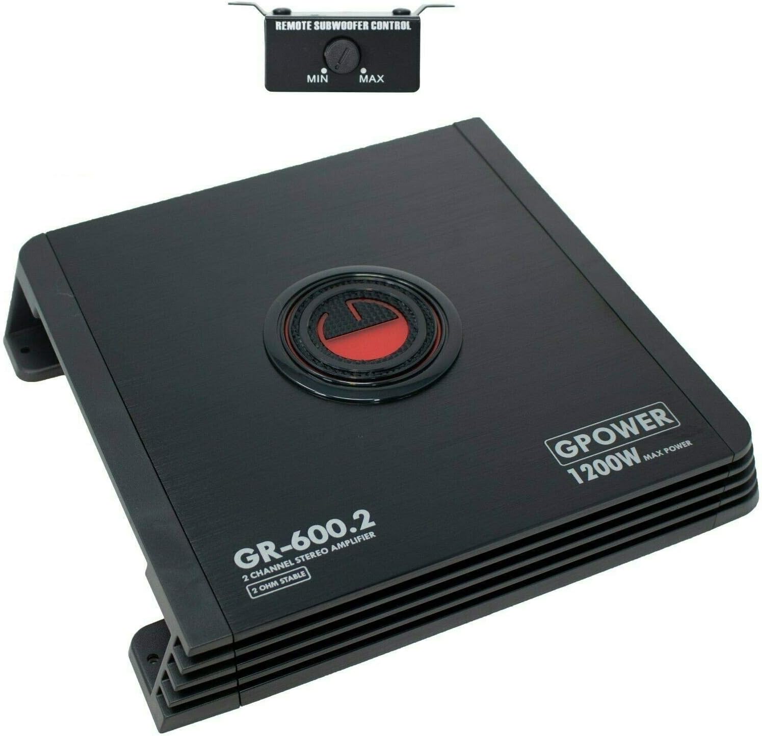 Gravity GR600.2 2 Channels 1200 WATTS Car Audio Stereo Amplifier 2 Ohm Stable with LED Indicator Class AB Technology MOSFET PWM Power Supply with Remote Level Control