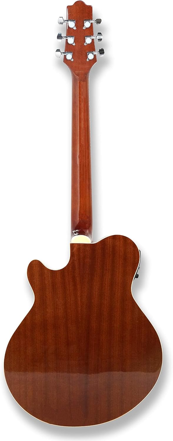 Gosila 39“ Acoustic Electric Cutaway Guitar, Thin Body, Built-In Tuner,ashwood gloss natural finish body