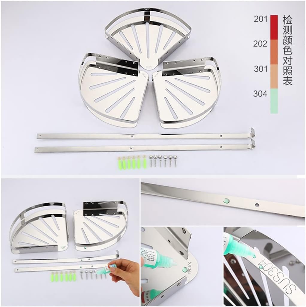 Corner Shower Caddy Modern Durable 304 Stainless Steel Corner Shelf, 1-3 Layers Silver Polish Rack Wall Mount Bathroom Organizer Storage Rack Shower Organizer (Color : A Triangular shelf)