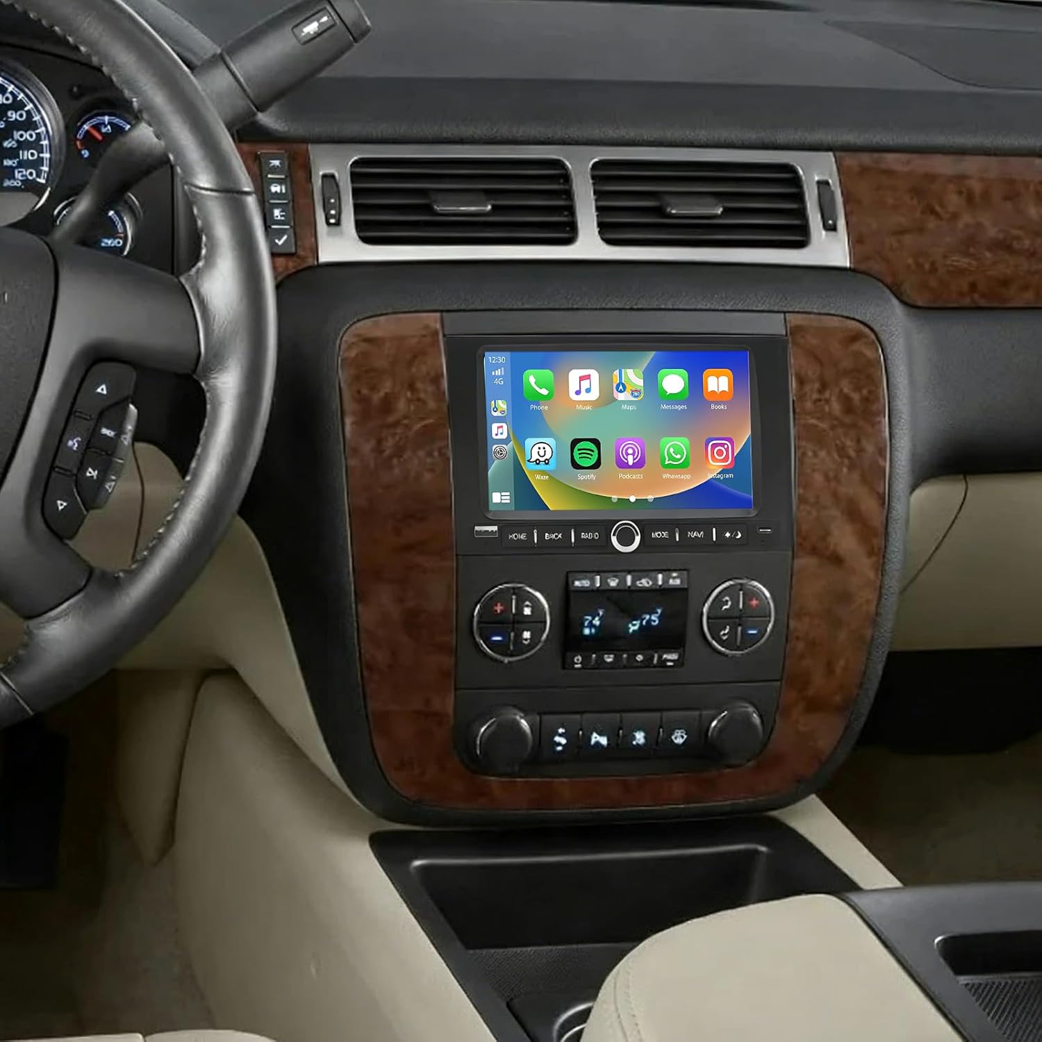 Car Stereo Radio Compatible for Yukon 2007-2014 with Carplay Android Auto GPS Navigation 10in Touchscreen Car Radio Player with Bluetooth WiFi FM/RDS SWC Mirror Link Split Screen + Backup Camera