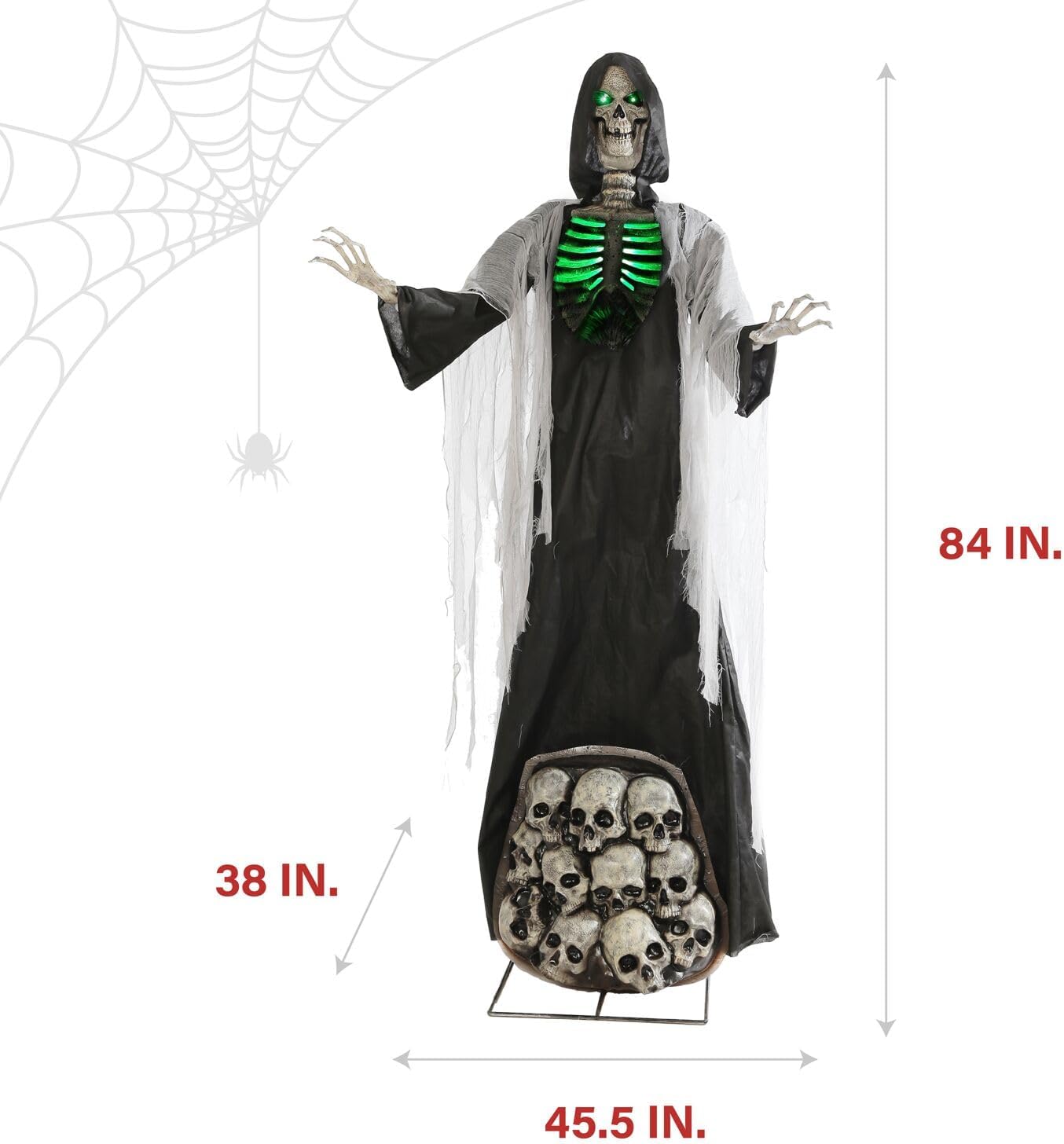 Haunted Hill Farm 7-Ft. Tall Graveyard Ghoul, Motion Activated Scary Halloween Prop, Battery Operated with On-Off Switch, Light-Up Eyes and Chest for Indoor or Covered Outdoor Halloween Decorations