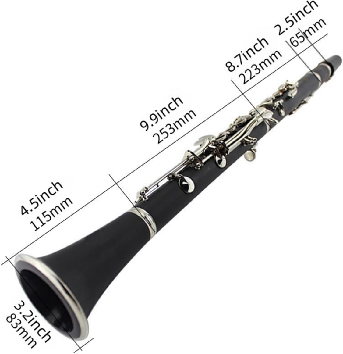 Clarinet Bb French 17 Key, B Flat Beginner Student Clarinet Bb Nickel-Plated for School Band Orchestra adult kid, Complete with Cases and Accessories (Rubber Wood)