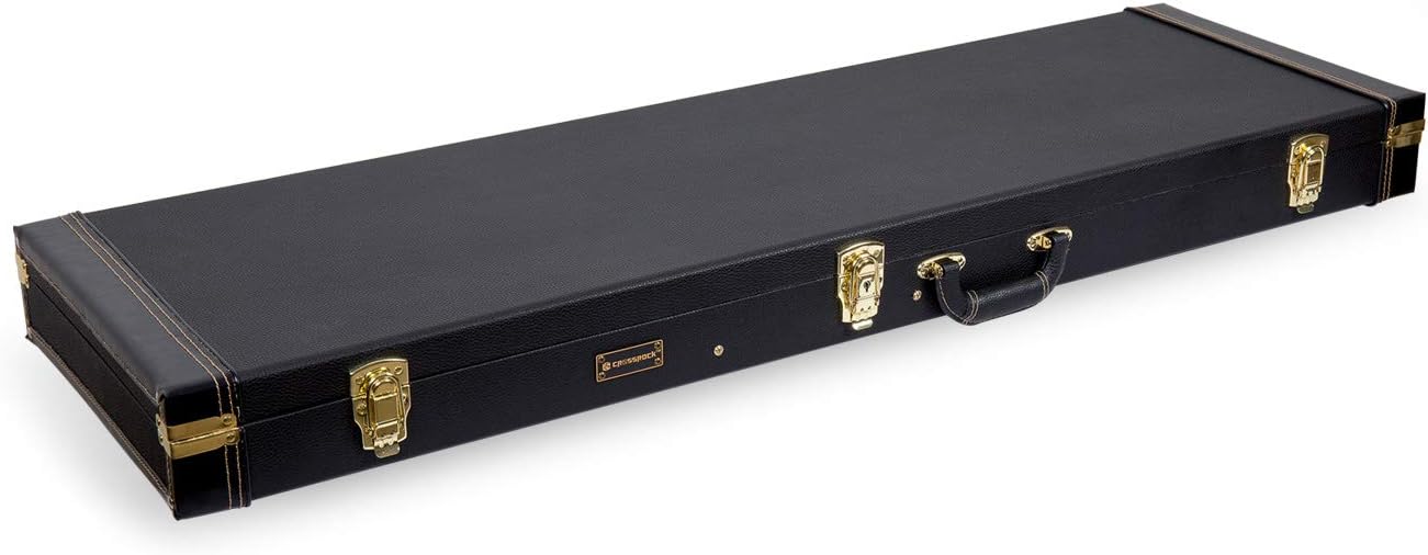 Crossrock Wooden Case for Electric bass Guitars,Black (CRW620BBK)