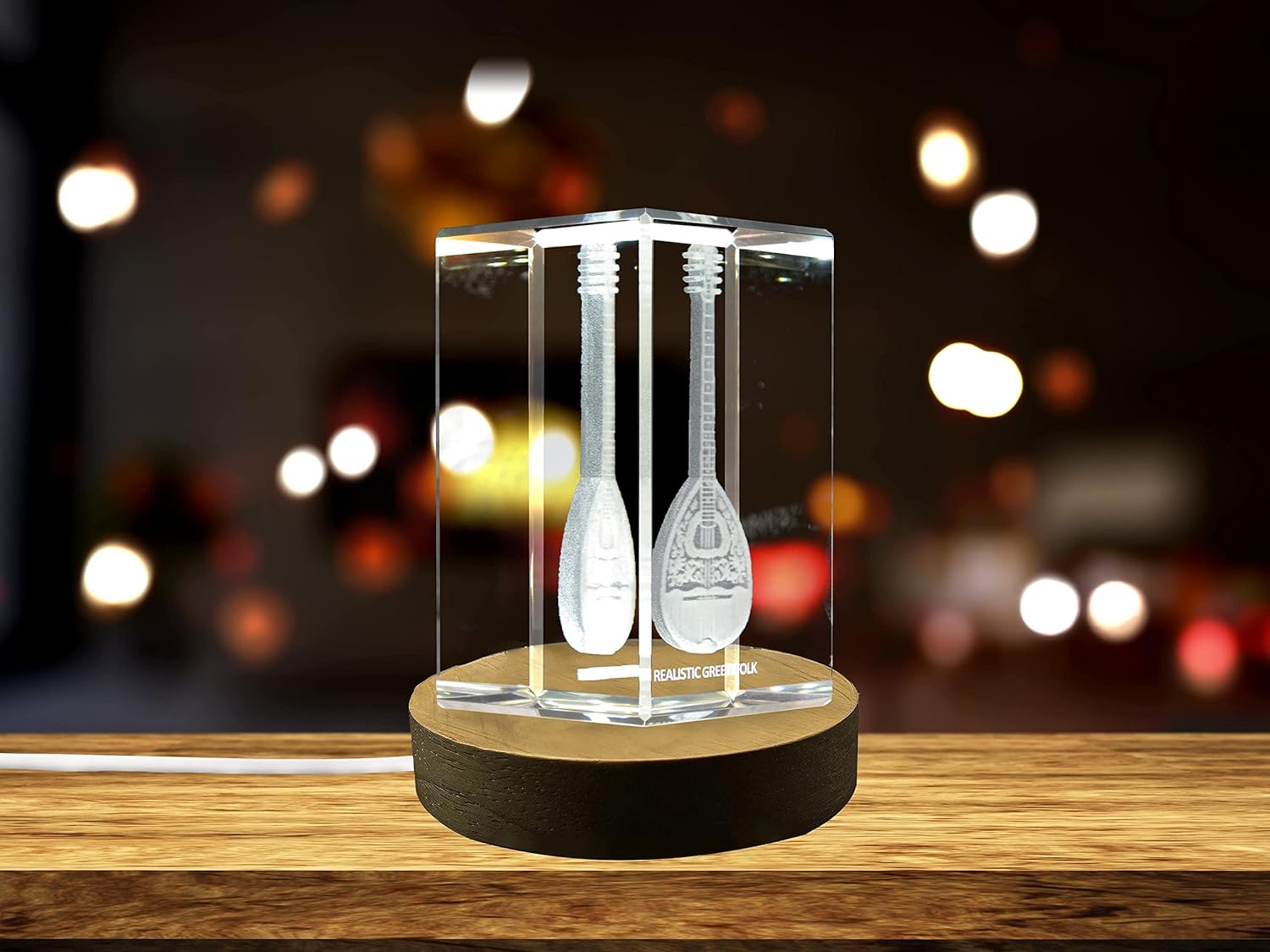 Bouzouki 3D Engraved Crystal 3D Engraved Crystal Keepsake/Gift/Decor/Collectible/Souvenir (X-Large)