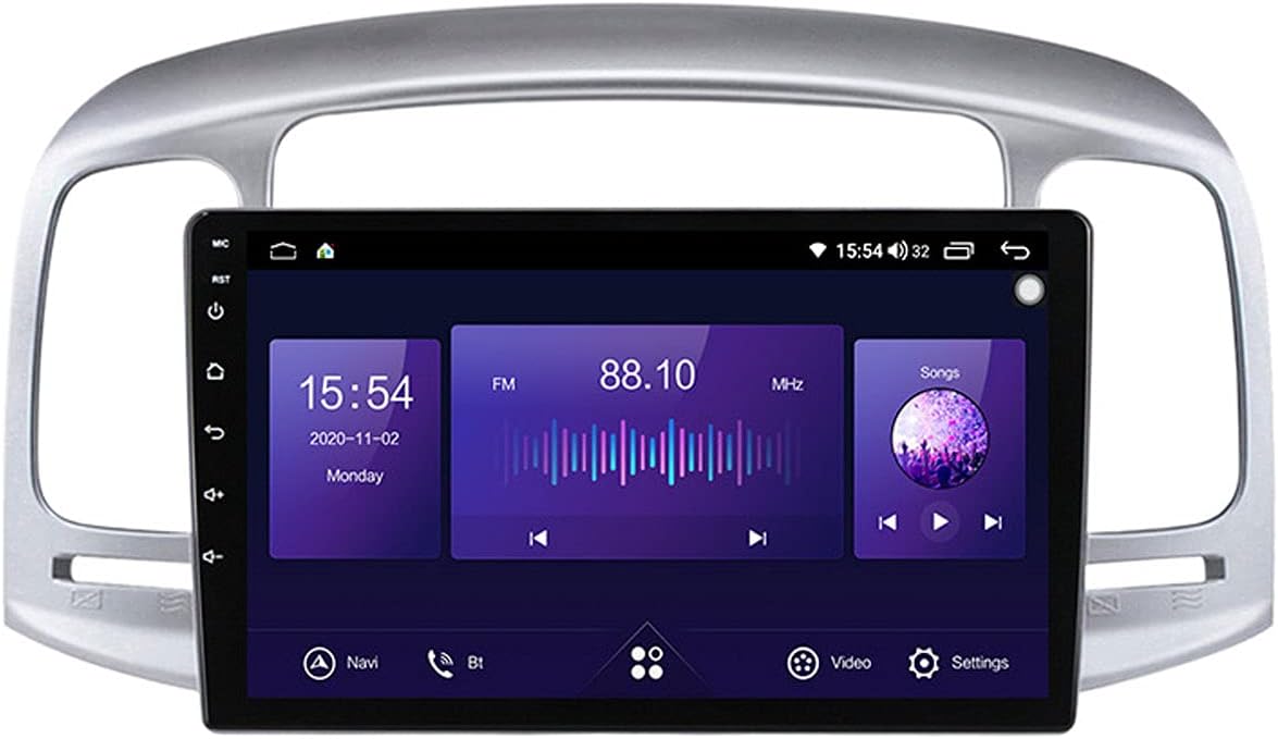 2 Din Bluetooth Car Radio 9'' QLED Touchscreen Car Stereo for Hyundai Accent 2006-2011 FM/AM Radio Receiver with Backup Camera Dual USB Carplay Support SWC WiFi 4G OBD DAB+