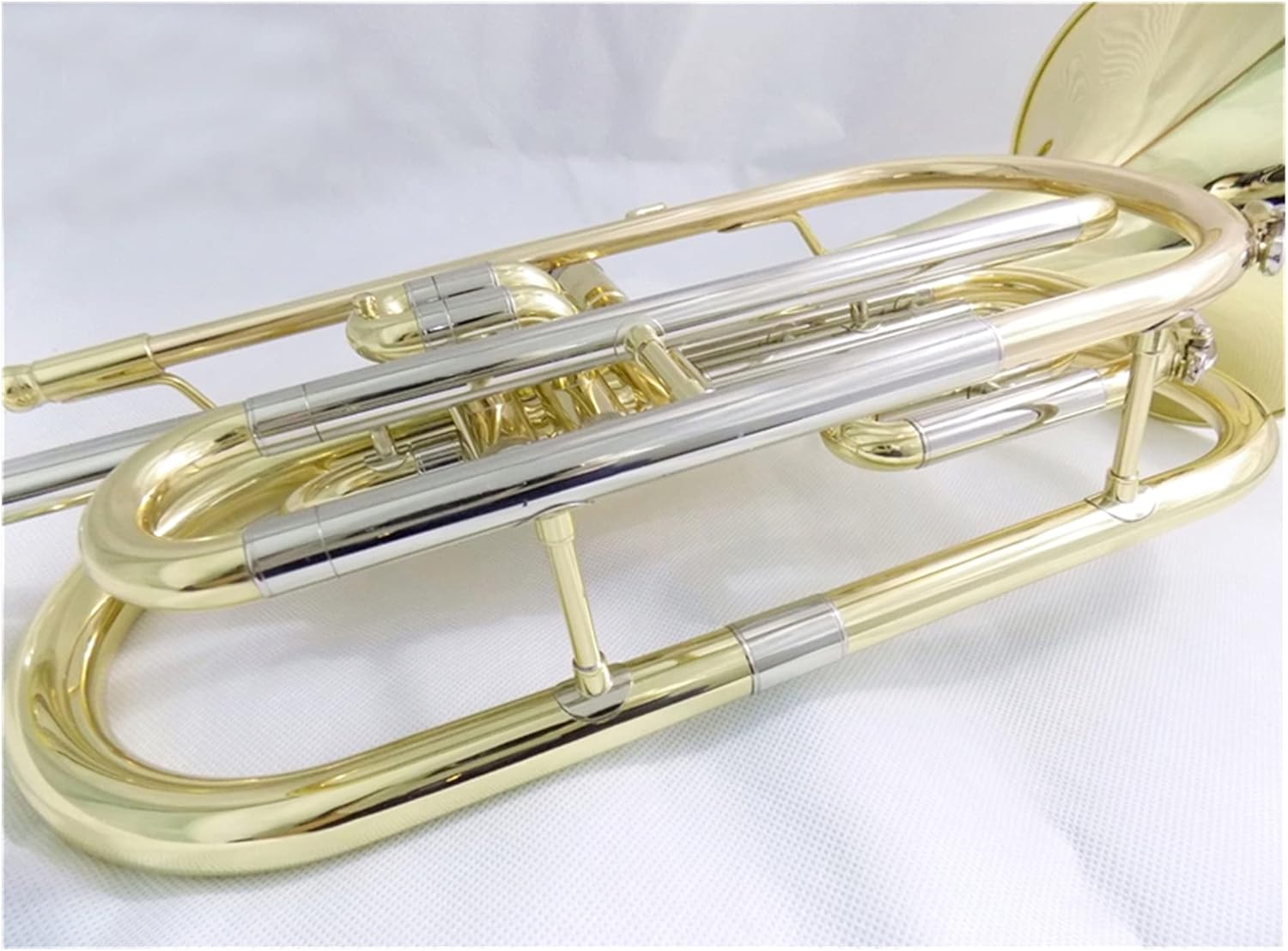 Student Trumpet Bb Marching Trombone with Hard Case Mouthpiece Lacquer Silver Nickel Plated Trombones Musical Instruments (Color : Lacquer)