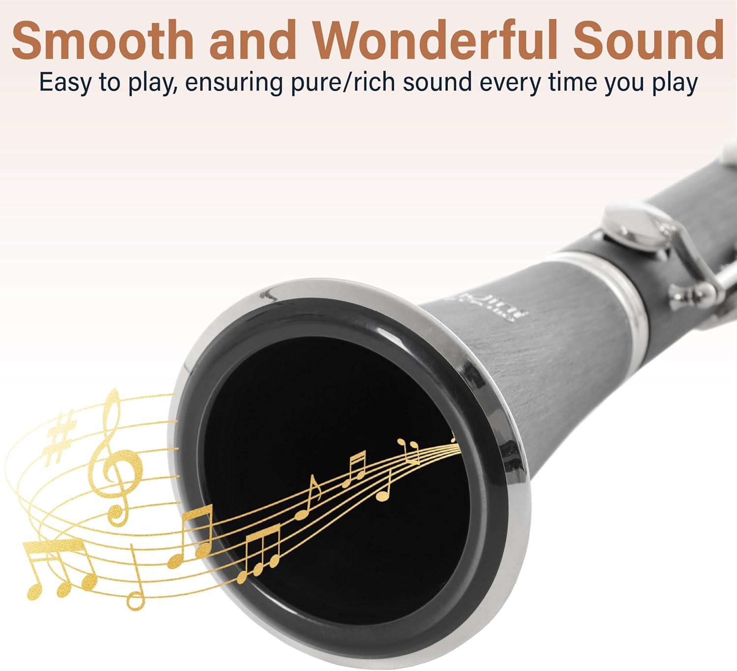 Mendini By Cecilio B Flat Clarinet for Beginner, Ebonite Bb Clarinet with 10 Reeds, Mouthpiece, Cork Grease, Gloves, Cleaning Cloth, Hard Case, Pocketbook, Stand (Black)