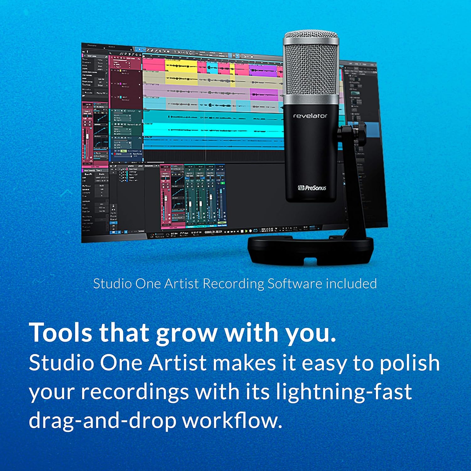 PreSonus Revelator USB Condenser Microphone for podcasting, live streaming, with built-in voice effects plus loopback mixer for gaming, casting, and recording interviews over Skype, Zoom, Discord