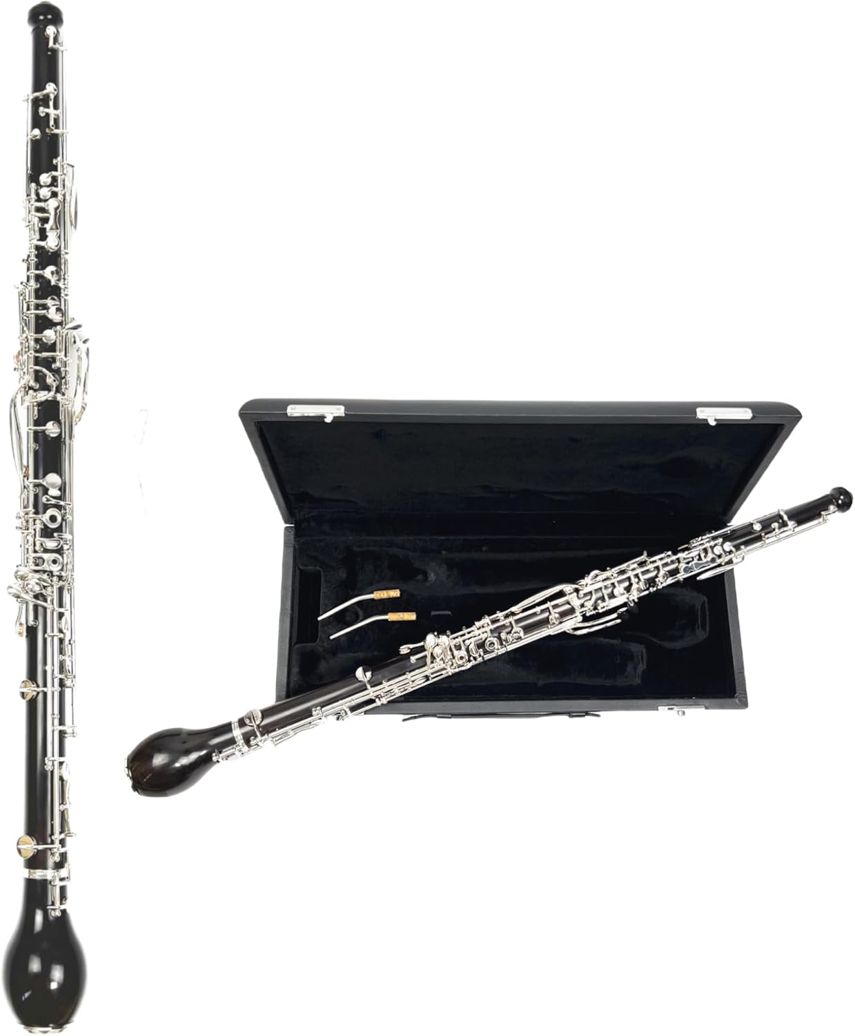 Professional English Horn ebony wood Alto Oboe F Key Silver plated Keys Woodwind cloth plush velvet lined with Gloves Case