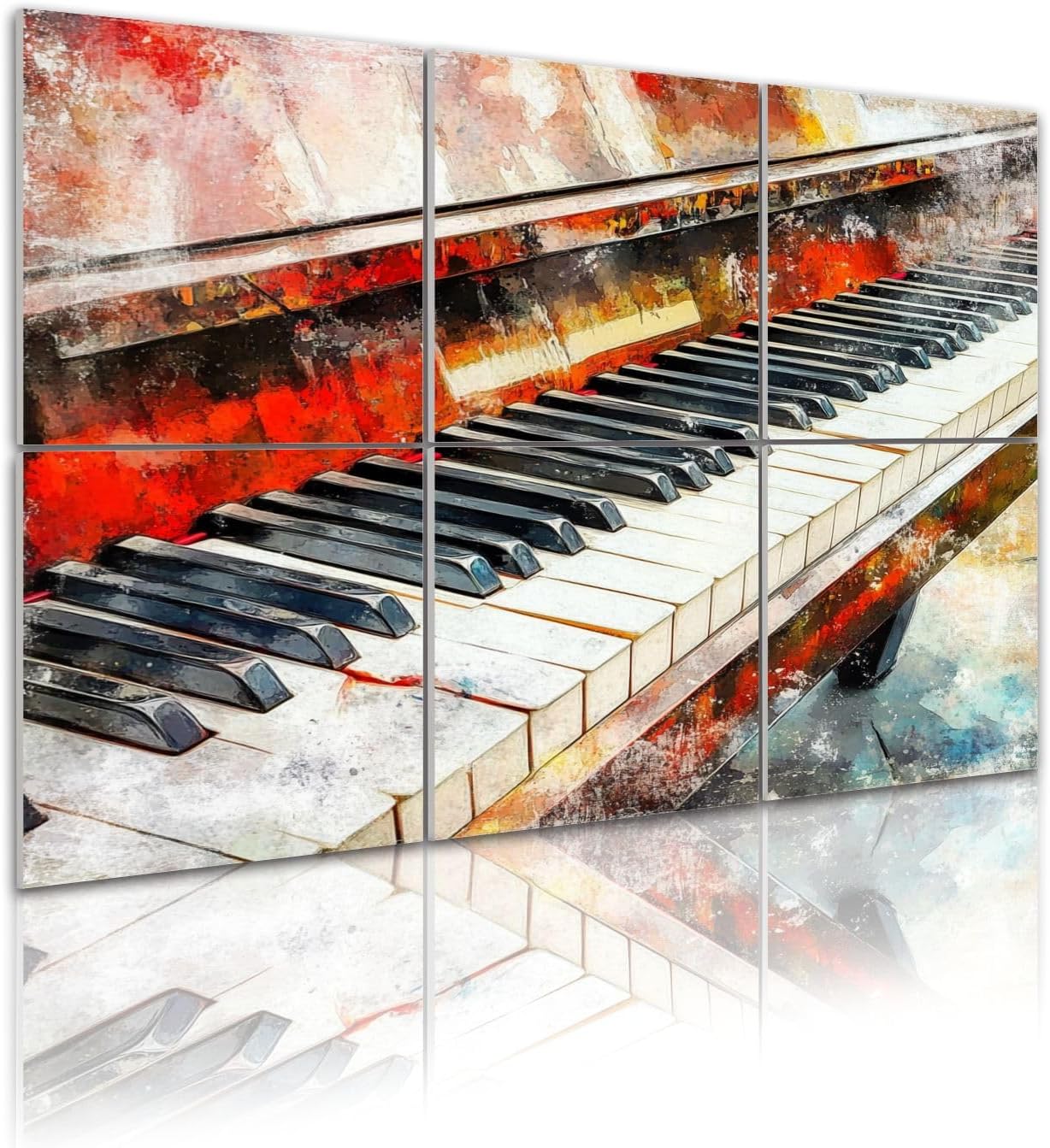 6 Pack Art Acoustic Panels Abstract colorful piano keyboard watercolor Sound Absorbing Panel 48