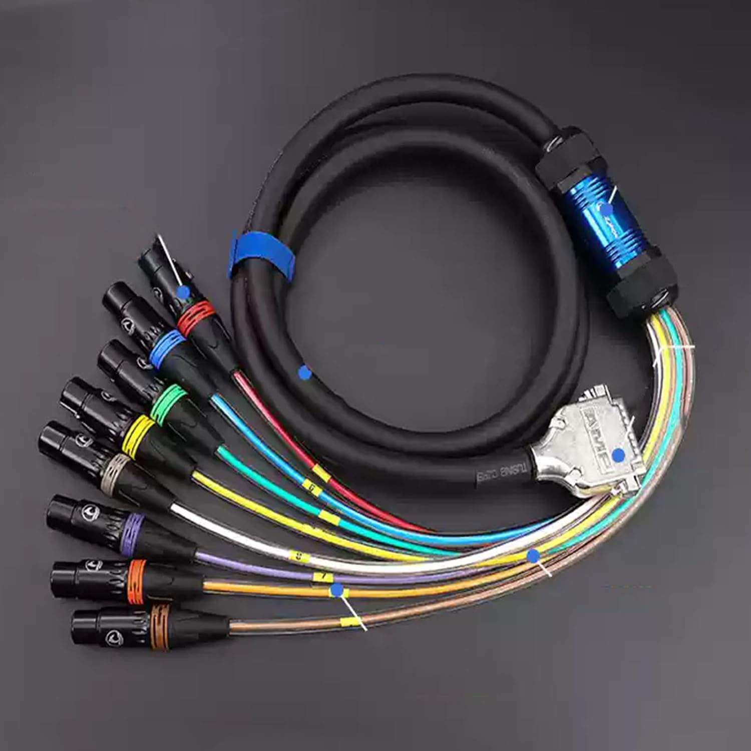 Professional DB25 Male to 8 XLR 3Pin Female High Shielded Eight Channel Analog Audio Signal Cable for Mixing Console PVC Cable 1.5Meter
